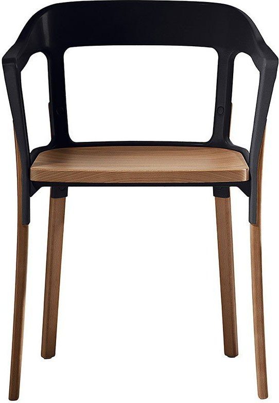 Krzesło Steelwood nogi i siedziskoorzech amerykański oparcie czarne – nowoczesny design, trwałe materiały, elegancki wygląd
