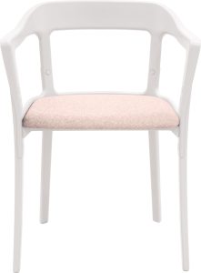 Krzesło Steelwood tapicerowane biało-różowe – elegancki design, komfortowe siedzenie, trwałe materiały