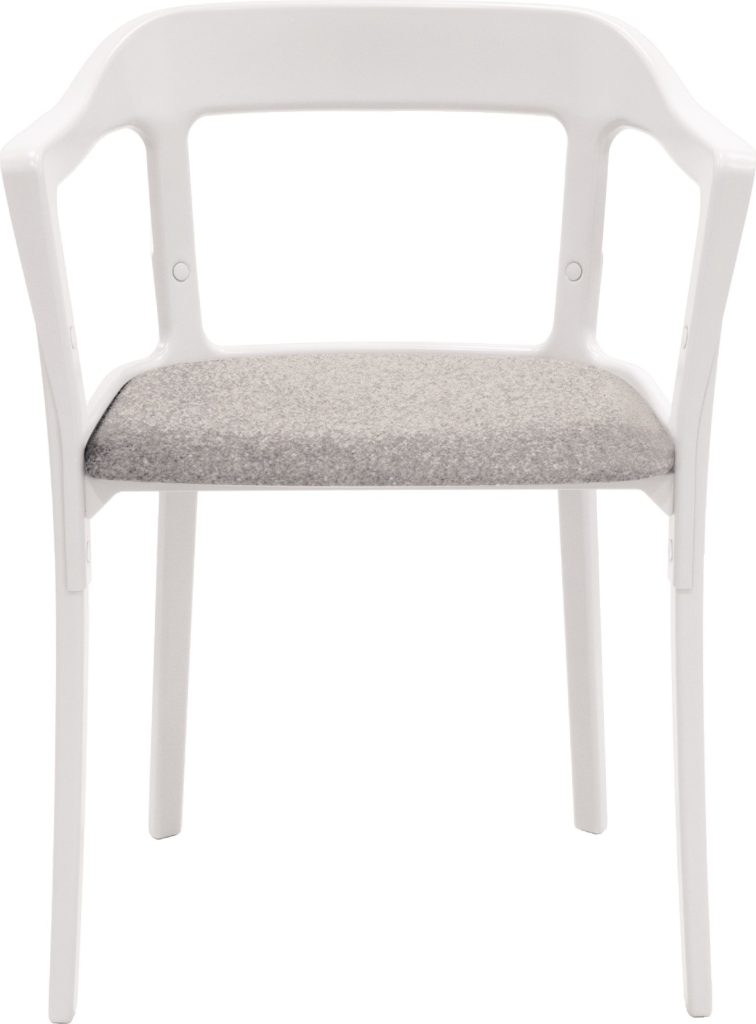 Krzesło Steelwood tapicerowane biało-szare – elegancki design, komfort siedzenia, nowoczesne materiały
