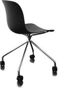 Krzesło Troy 4 star na kółkach polipropylen chrom czarne – nowoczesny design, ergonomiczne siedzisko, mobilność