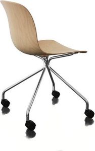 Krzesło Troy 4 star na kółkach sklejka chrom naturalny buk – komfort, mobilność, stylowy design
