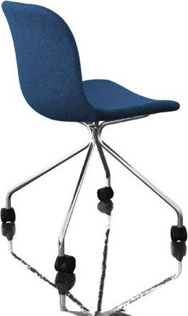 Krzesło Troy 4 star na kółkach tapicerowane chrom niebieskie – nowoczesny design, wygodne siedzisko, trwałe materiały
