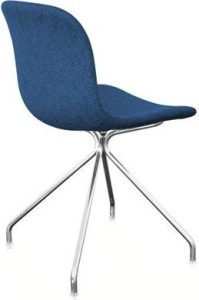 Krzesło Troy 4 star tapicerowane chromowana rama niebieskie – elegancki design, trwałe materiały, komfortowe siedzenie