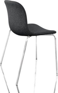Krzesło Troy tapicerowane – chromowane nogi, ciemnoszare, nowoczesny design