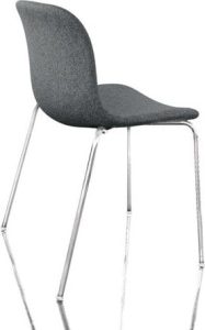 Krzesło Troy tapicerowane – chromowane nogi, szare, elegancki design