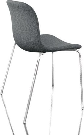 Krzesło Troy tapicerowane – chromowane nogi, szare, elegancki design