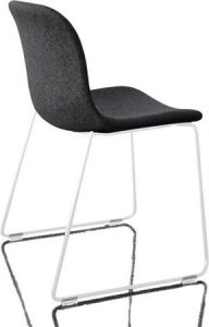 Krzesło Troy tapicerowane – lakierowana rama biała, ciemnoszary melanż, elegancki design