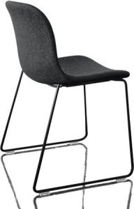 Krzesło Troy tapicerowane – czarna lakierowana rama, ciemnoszary melanż, elegancki design