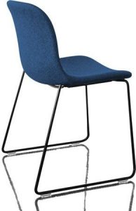 Krzesło Troy tapicerowane – lakierowana rama czarna, niebieskie wykończenie, elegancki design