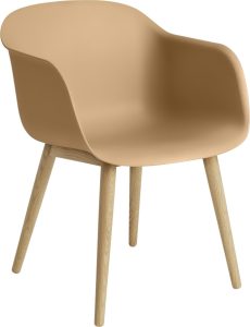 Fotel Fiber ochra na drewnianych nogach – nowoczesny design, wygoda, trwałość, styl skandynawski