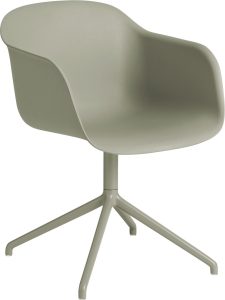 Fotel Fiber Swivel szarozielony na aluminiowych nogach – nowoczesny design, wygodne siedzisko, trwałe materiały