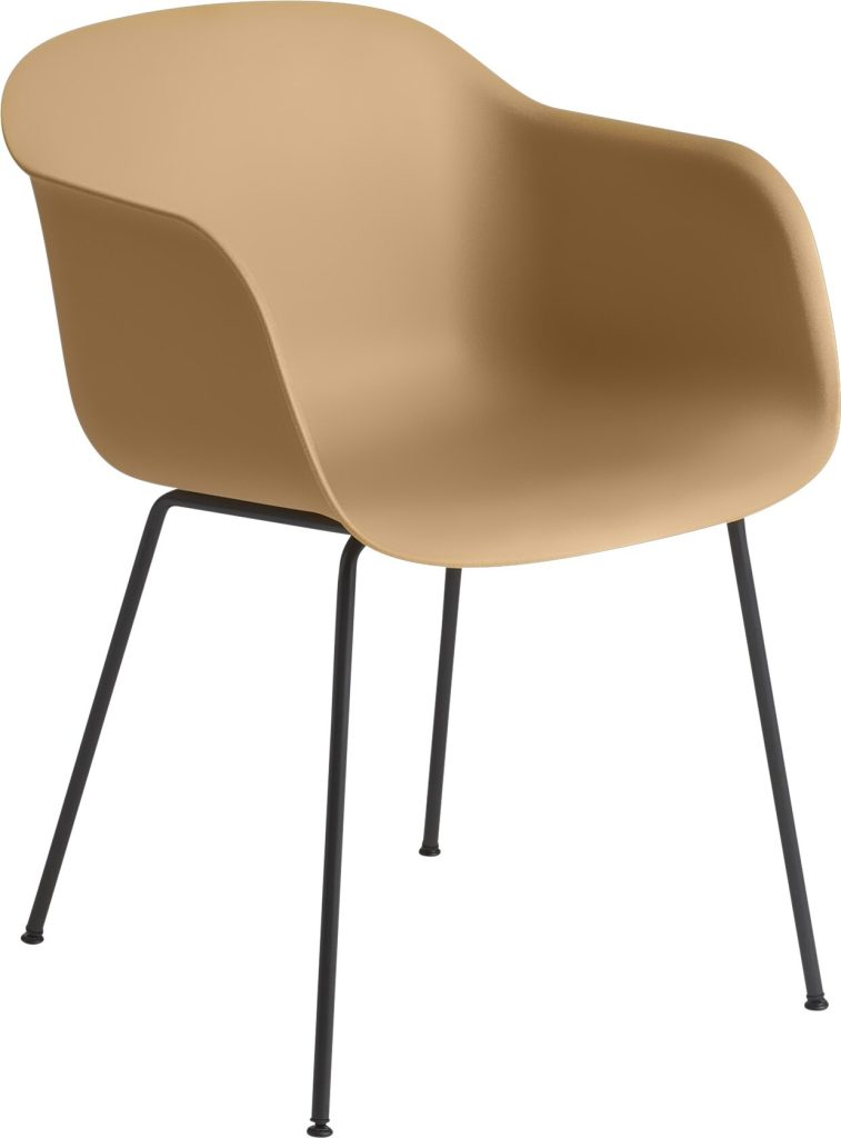 Fotel Fiber Tube ochra na stalowych nogach – nowoczesny design, komfort, trwałe materiały