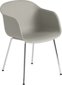 Fotel Fiber Tube szary na chromowanych nogach – nowoczesny design, ergonomiczny kształt, trwały materiał