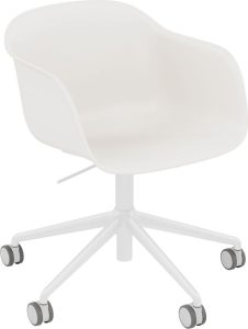 Fotel na kółkach Fiber Swivel biały na aluminiowych nogach z regulacją wysokości – nowoczesny design, funkcjonalność