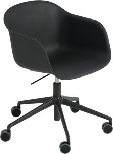 Fotel na kółkach Fiber Swivel czarny na aluminiowych nogach z regulacją wysokości – stylowy, wygodny, nowoczesny