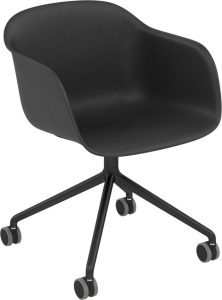 Fotel na kółkach Fiber Swivel czarny na aluminiowych nogach – nowoczesny design, wygoda, funkcjonalność