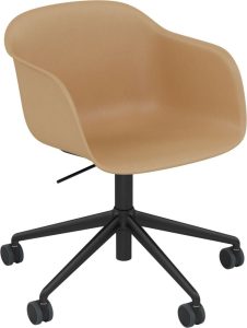 Fotel na kółkach Fiber Swivel ochra na aluminiowych nogach z regulacją wysokości – ergonomiczny, nowoczesny, komfortowy