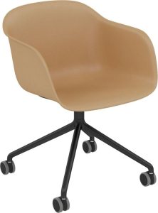 Fotel na kółkach Fiber Swivel – elegancki design, aluminiowe nogi, komfort użytkowania
