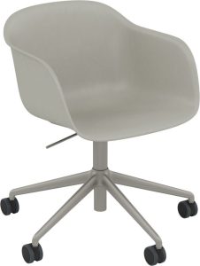 Fotel na kółkach Fiber Swivel szary na aluminiowych nogach z regulacją wysokości – nowoczesny design, komfort użytkowania