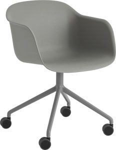 Fotel na kółkach Fiber Swivel szary na aluminiowych nogach – nowoczesny styl, ergonomiczny design, wygoda użytkowania
