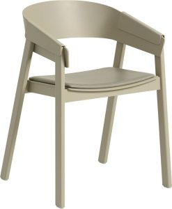 Krzesło Cover beżowe z tapicerowanym siedziskiem z podłokietnikami – elegancki design, komfort, idealne do salonu