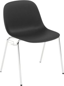 Krzesło Fiber A Base czarne na chromowanych nogach z łącznikiem – nowoczesny design, ergonomiczne wsparcie, trwałe materiały