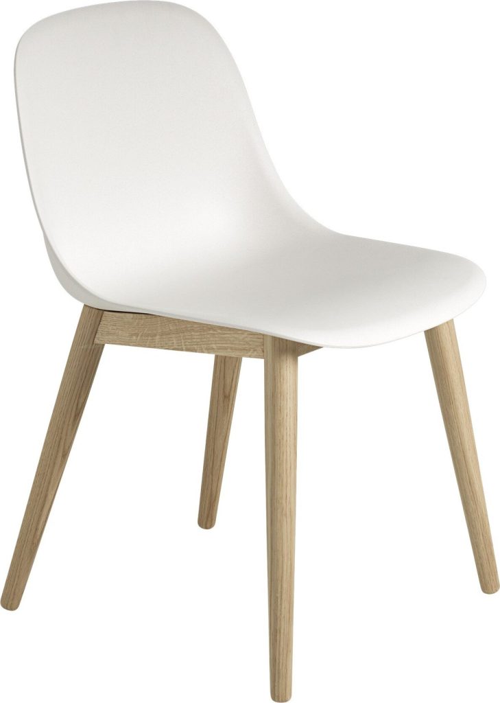 Krzesło Fiber białe na drewnianych nogach – nowoczesny design, komfortowe siedzisko, trwałe materiały