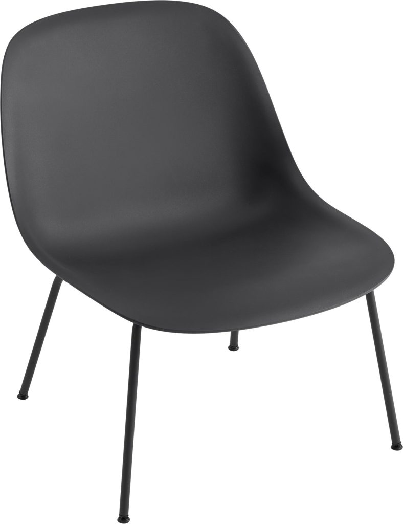 Krzesło Fiber Tube 38 cm czarne na stalowych nogach – elegancki design, wygodne siedzisko, nowoczesny styl