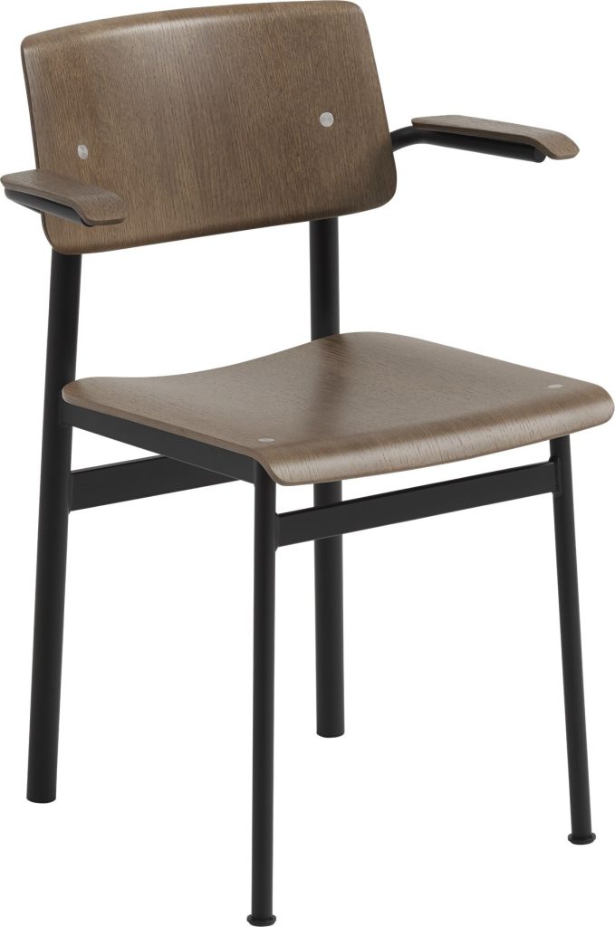 Krzesło Loft ciemny brąz z podłokietnikami nogi czarne – nowoczesny design, wygoda, trwałe materiały