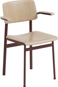 Krzesło Loft jasny dąb z podłokietnikami nogi czerwone – nowoczesny design, wygoda, trwałość