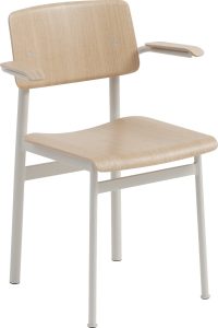 Krzesło Loft jasny dąb z podłokietnikami nogi szare – nowoczesny design, komfort, trwałość