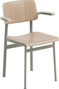 Krzesło Loft jasny dąb z podłokietnikami nogi szarozielone – nowoczesny design, wygoda, funkcjonalność
