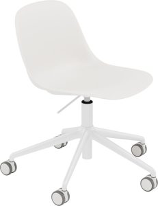 Krzesło na kółkach Fiber Swivel białe na aluminiowych nogach z regulacją wysokości – stylowe i funkcjonalne, ergonomiczne, nowoczesne