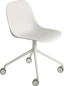 Krzesło na kółkach Fiber Swivel białe na aluminiowych nogach – nowoczesny design, wygoda, mobilność
