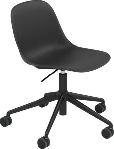 Krzesło na kółkach Fiber Swivel czarne na aluminiowych nogach z regulacją wysokości – wygodne, nowoczesne, uniwersalne