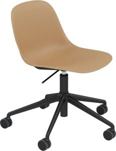 Krzesło na kółkach Fiber Swivel ochra na aluminiowych nogach z regulacją wysokości – wygodne, nowoczesne, ergonomiczną konstrukcją