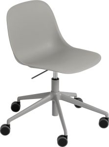 Krzesło na kółkach Fiber Swivel – regulacja wysokości, szare, aluminiowe nogi
