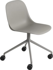Krzesło na kółkach Fiber Swivel szare na aluminiowych nogach – nowoczesny design, komfortowe siedzisko, trwałe materiały