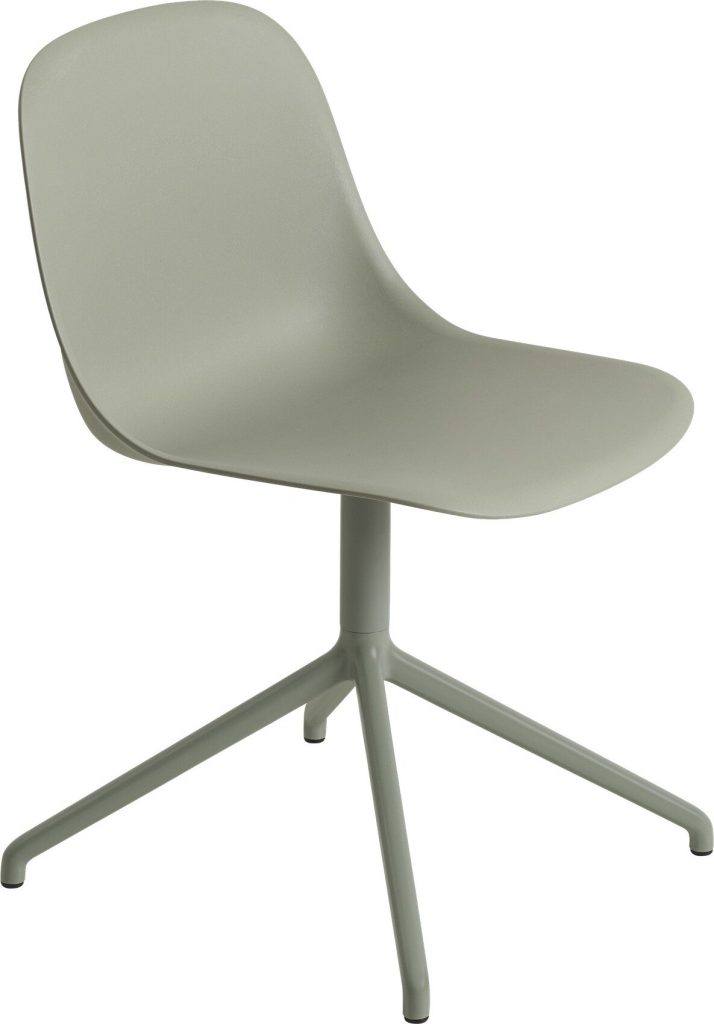 Krzesło obrotowe Fiber Swivel – nowoczesny design, szarozielone, aluminiowe nogi