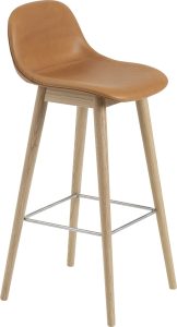 Stołek barowy Fiber Refine Leather Cognac 75 cm tapicerowany z oparkiem – elegancki design, komfort, wytrzymałe materiały