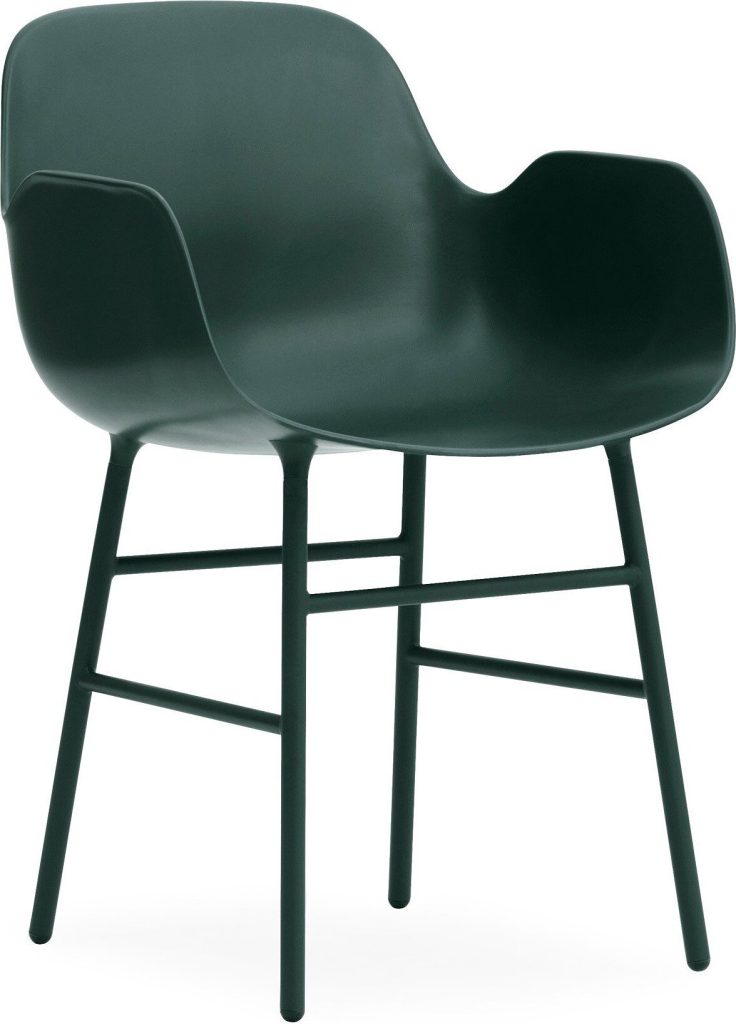 Fotel Form stalowe nogi ciemnozielony – elegancki design, wygodna forma, idealny do salonu, jadalni lub biura