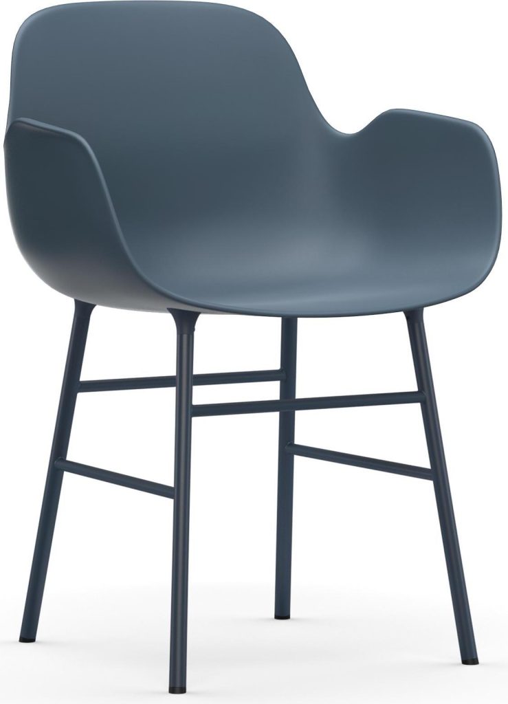 Fotel Form stalowe nogi niebieski – nowoczesny design, wygodne siedzisko, trwałe materiały