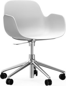 Fotel na kółkach Form Swivel 5W biały na aluminiowych nogach – nowoczesny design, wygoda, mobilność