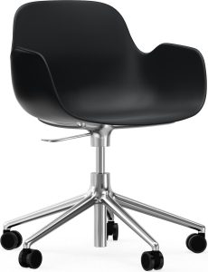 Fotel na kółkach Form Swivel 5W czarny na aluminiowych nogach – ergonomiczny, nowoczesny, mobilny