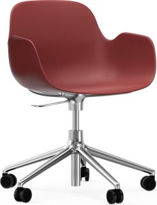 Fotel na kółkach Form Swivel 5W czerwony na aluminiowych nogach – nowoczesny design, funkcjonalność, komfort