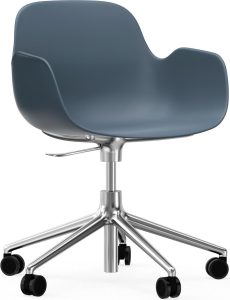 Fotel na kółkach Form Swivel 5W niebieski na aluminiowych nogach – ergonomiczny design, mobilność, nowoczesny styl