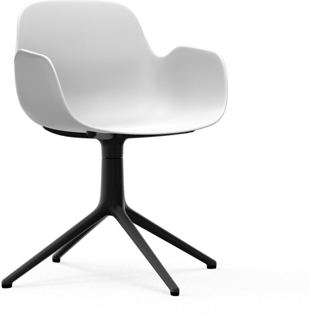 Fotel obrotowy Form Swivel 4L biały na czarnych aluminiowych nogach – nowoczesny design, wygoda, wysoka jakość