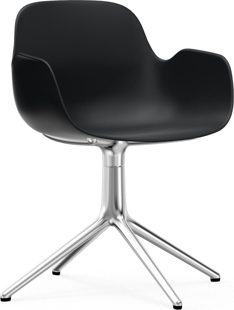 Fotel obrotowy Form Swivel 4L czarny na aluminiowych nogach – nowoczesny design, wygodna konstrukcja, elegancki kolor