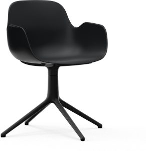 Fotel obrotowy Form Swivel 4L czarny na czarnych aluminiowych nogach – nowoczesny design, wygodny, funkcjonalny