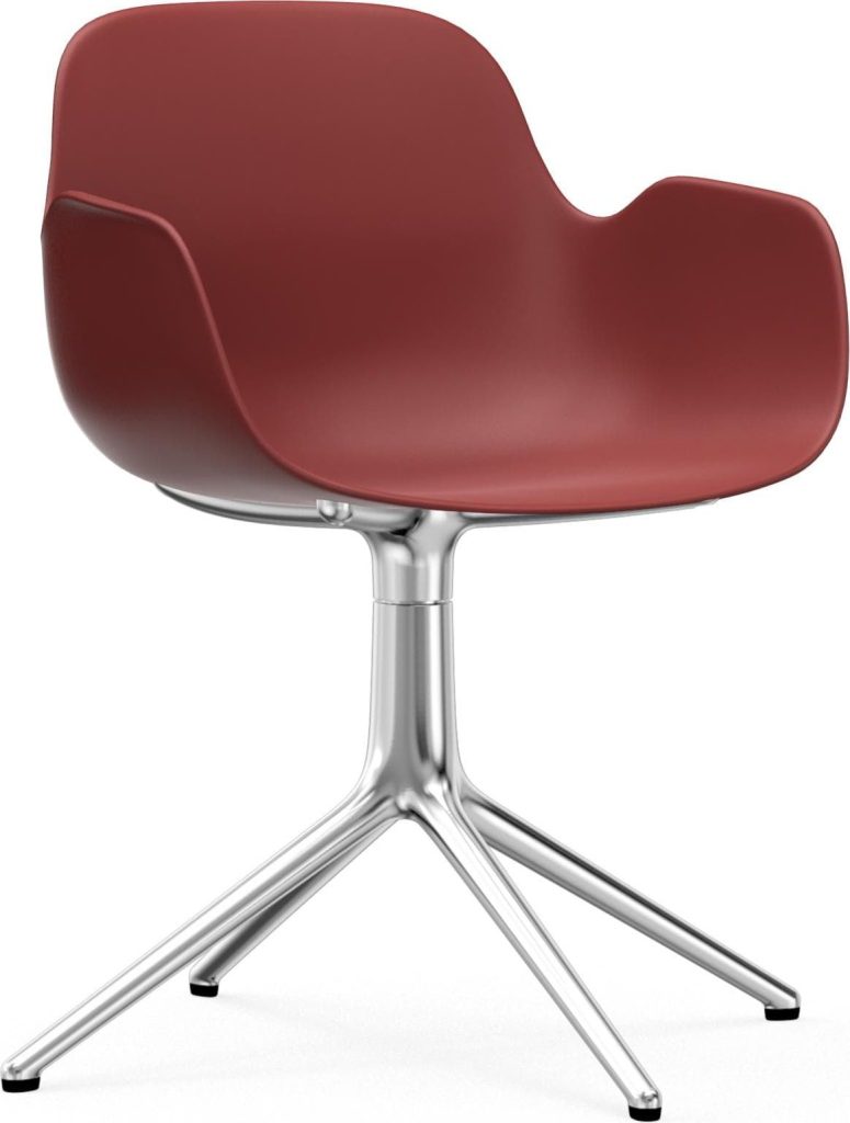 Fotel obrotowy Form Swivel 4L czerwony na aluminiowych nogach – nowoczesny design, wygodny, lekki, trwały